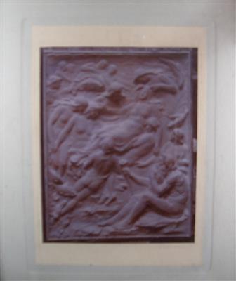 cc00248 bronze plaque Milton.jpg; cc00248; Sabrina borne by the river nymphs (Milton's Comus) photo of bronze plaque by Horace Montford Sc; Photograph